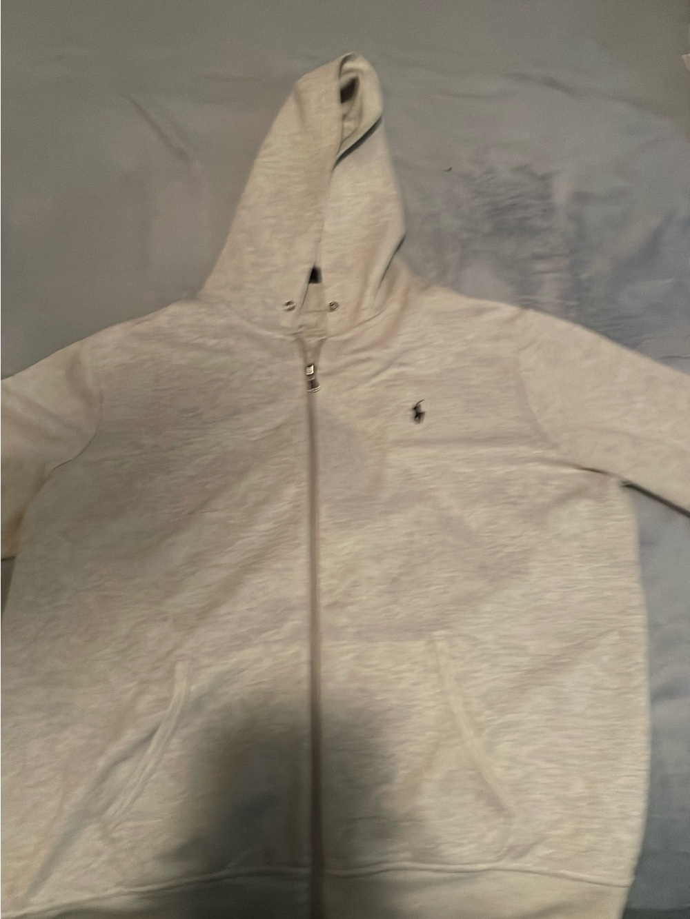 Polo by Ralph Lauren Light Gray Zip Hoodie with Embroidered Pony